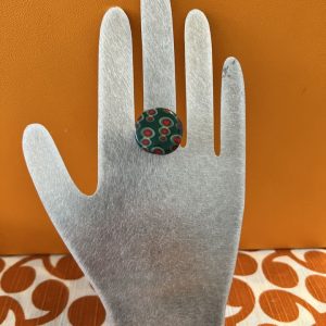 Bague motif géométrique rouge et vert