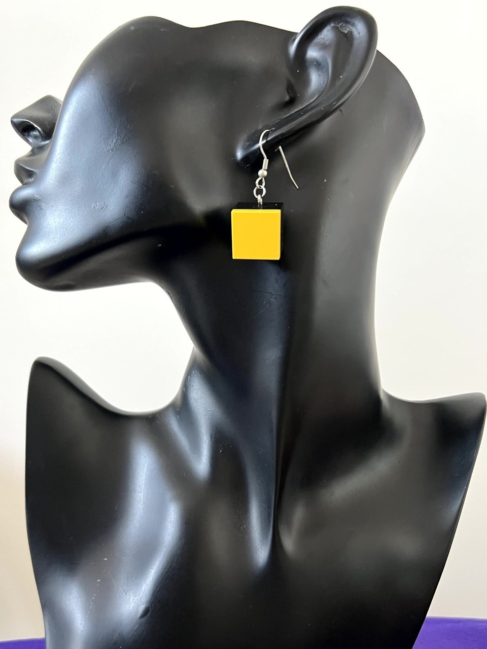 Boucles d'oreille à base de briques LEGO® carré jaune et noir