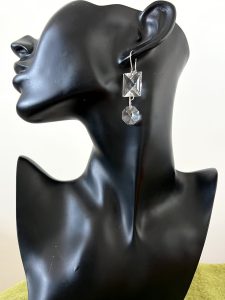 Boucles d'oreille cristal de bohême carré et rond