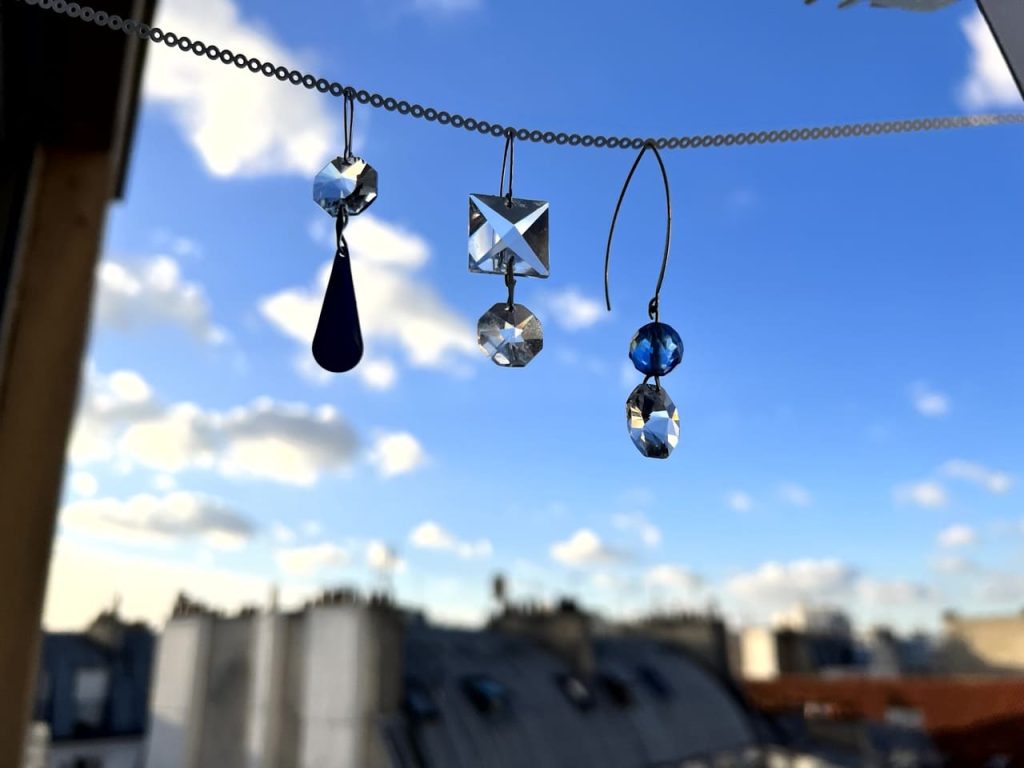 Boucles d'oreilles upcyclées cristal de bohême Magritte